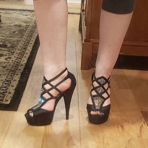 Satin Stilettos with Crystal Embellishments - Picture 2 of 14